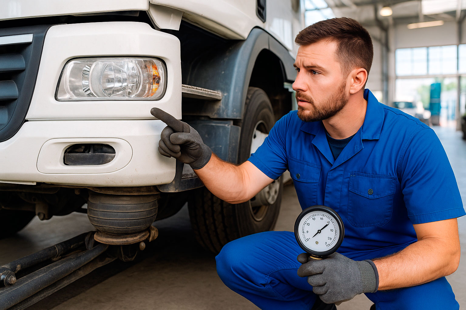 Проверка пневмосистемы DAF в сервисе